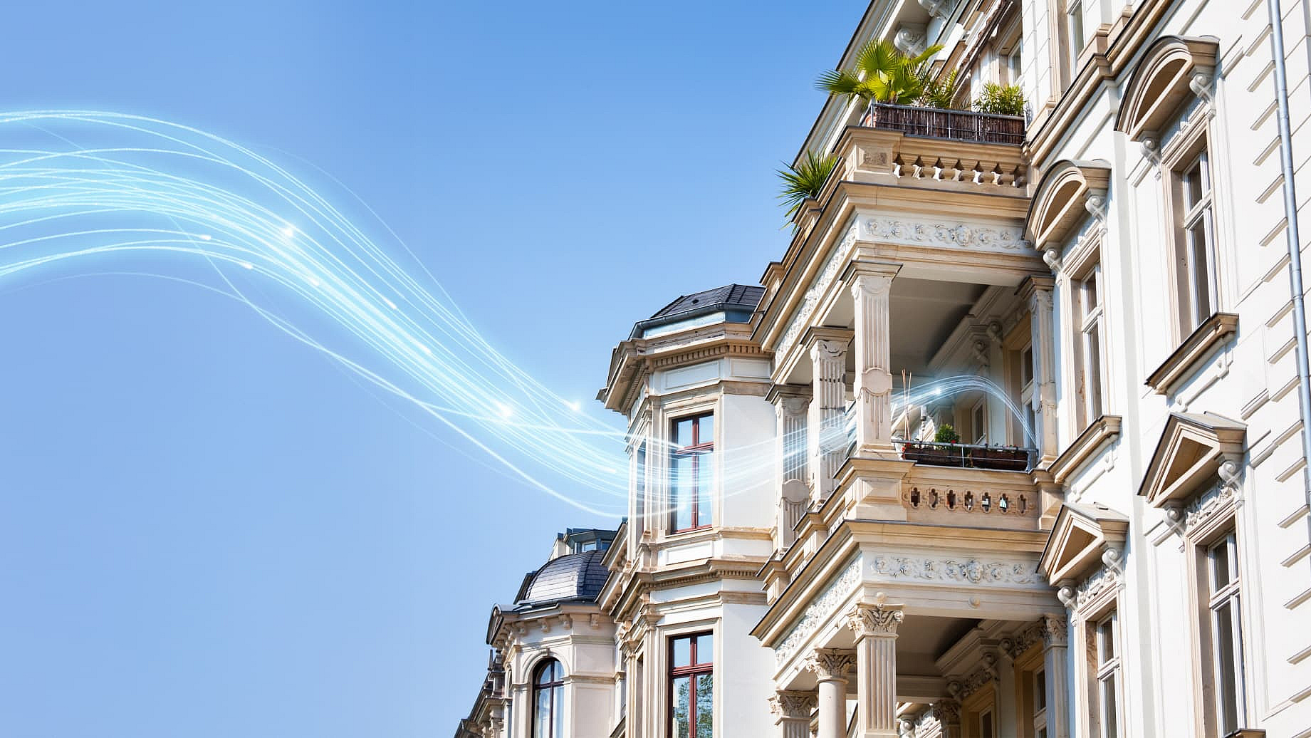 Glasfaser Stream in eine Wohnung symbolisiert Glasfaseranschluss