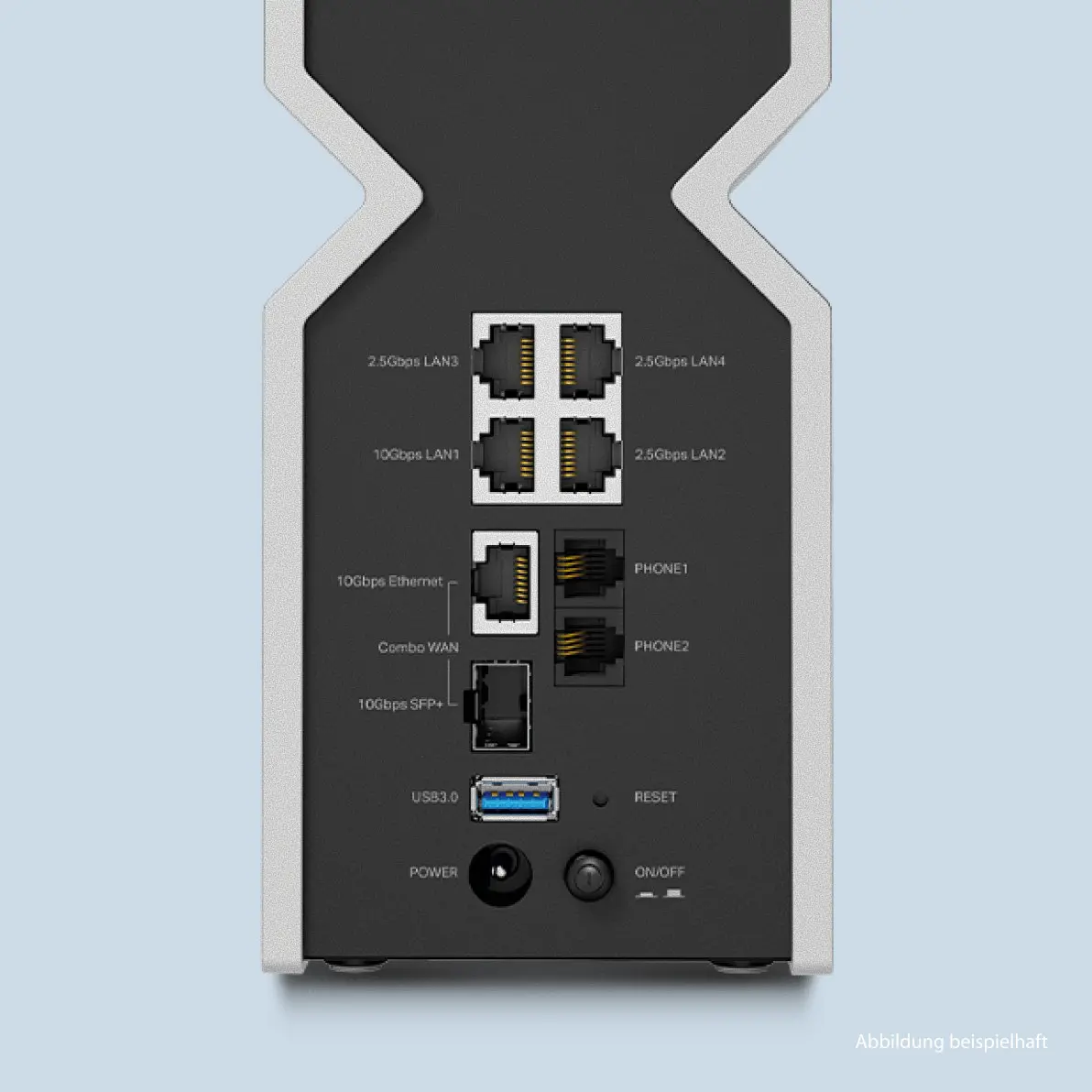 Ansicht Rückseite TP Link Router mit Anschlussbuchsen