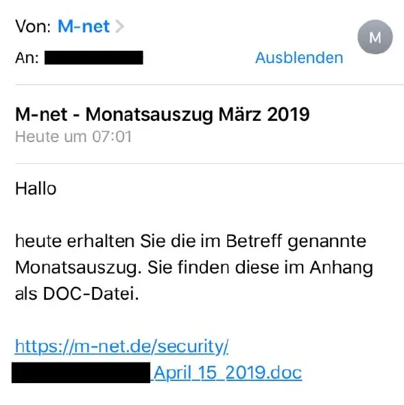 M-net-Info E-Mail gefälscht