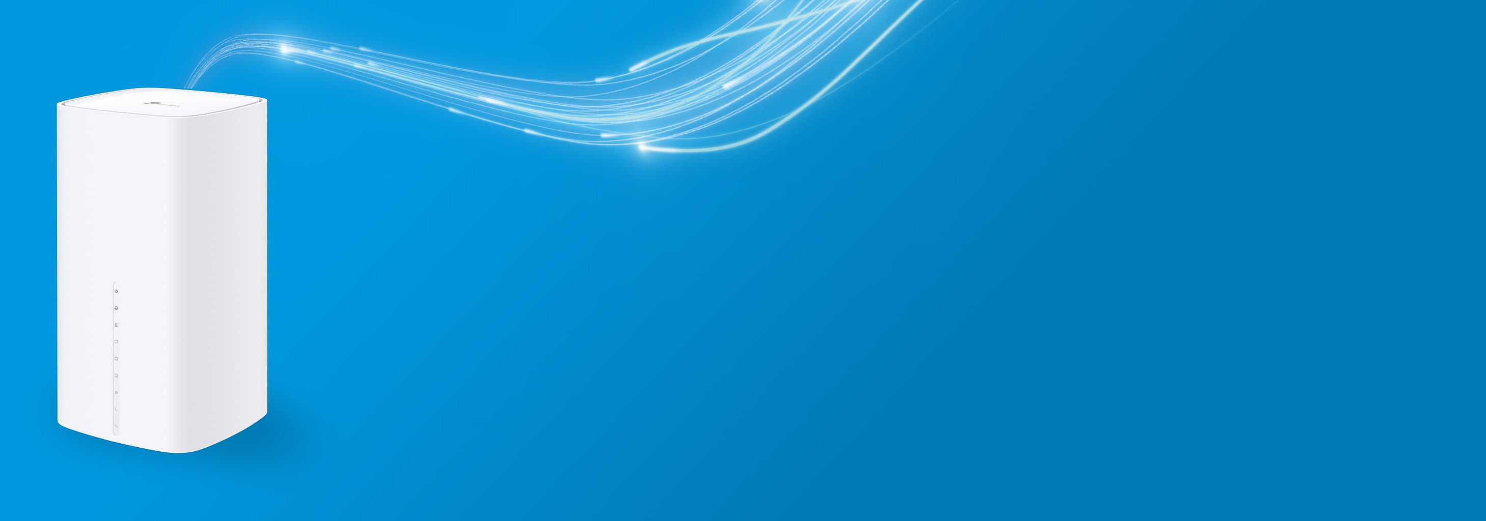 Abbildung eines TP-Link Routers VX800 vor blauem Hintergrund