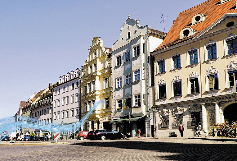 Eine Ansicht von Gebäuden in Augsburg