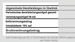 Die einzelnen Posten Ihrer Rechnung im Überblick
