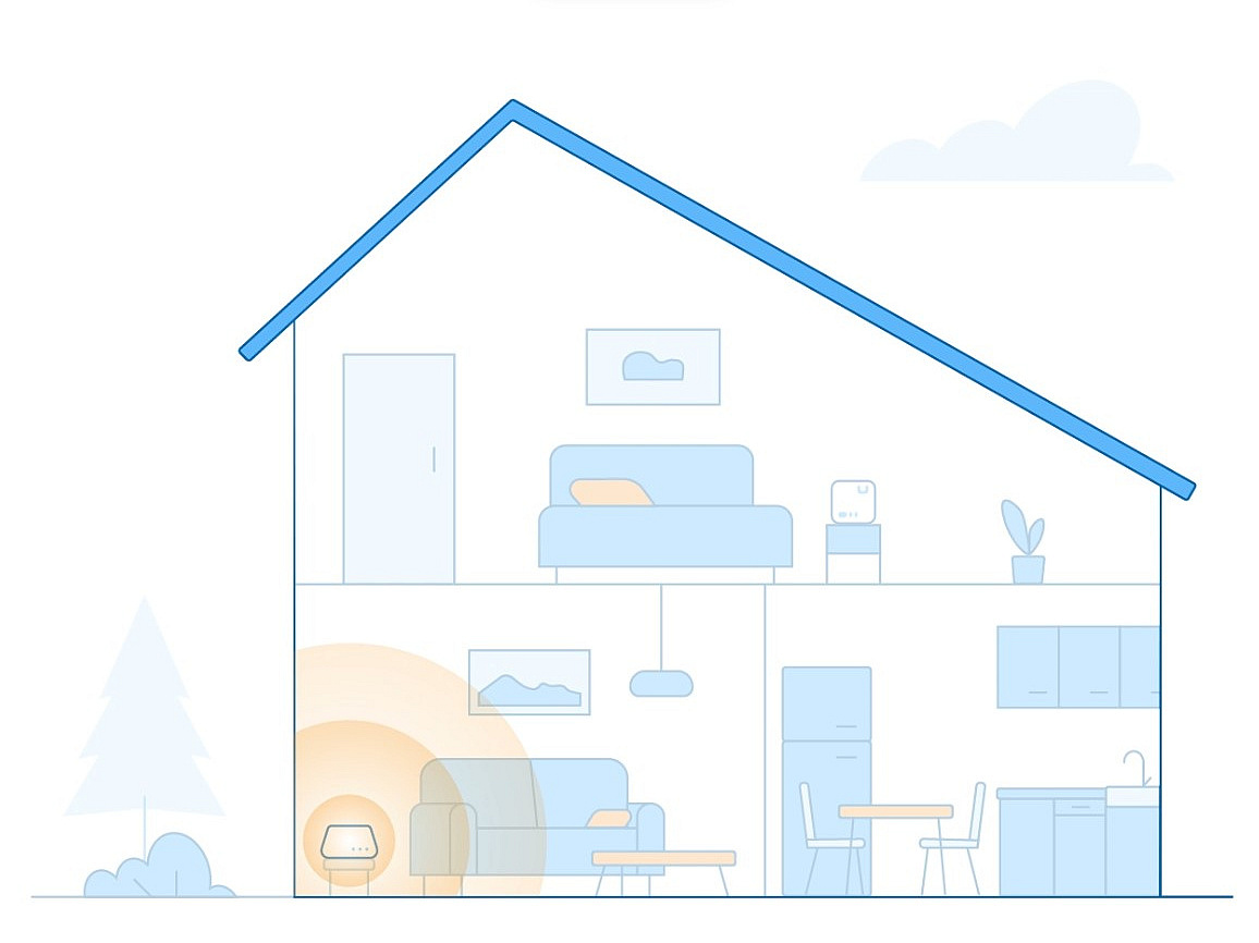 Illustration eines Hauses mit einem Router