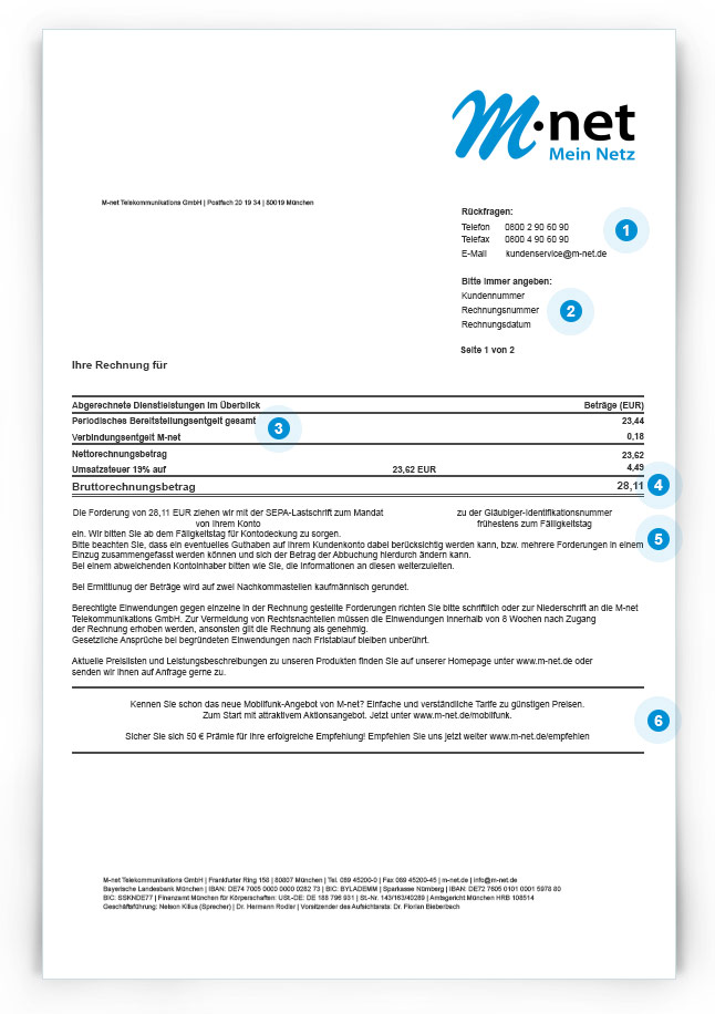M-net Rechnung